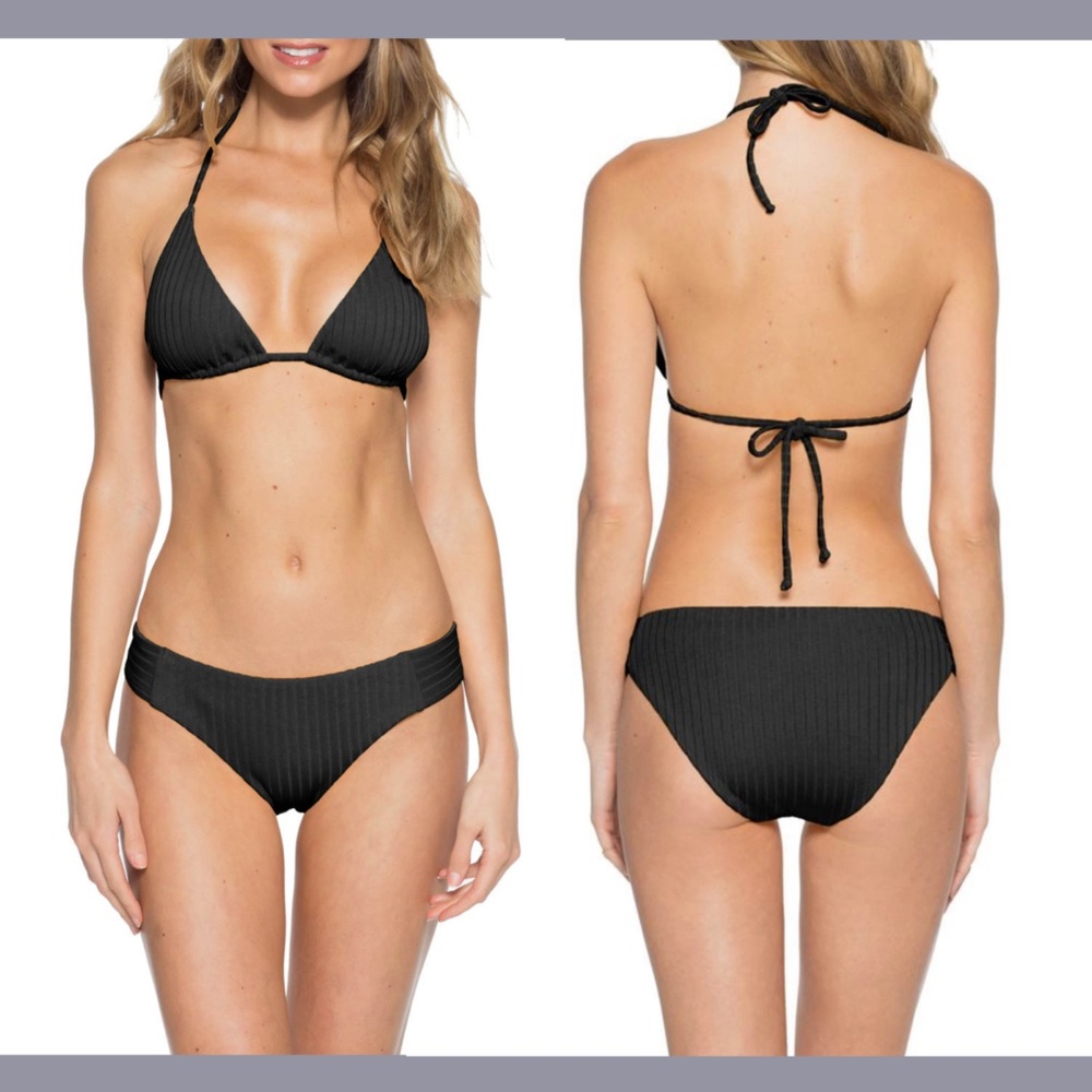 NEW 2PC Set Becca [ Small‎ ] Loreto Ribbed Triangle Top + Bikini Bottoms